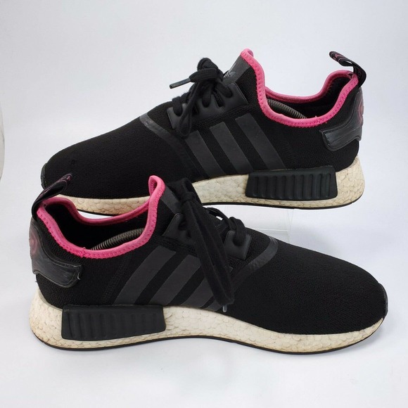 Adidas NMD R1 Core Athletic Training Shoe Mens Size 12 DB3586 Black White Pink - Picture 5 of 9